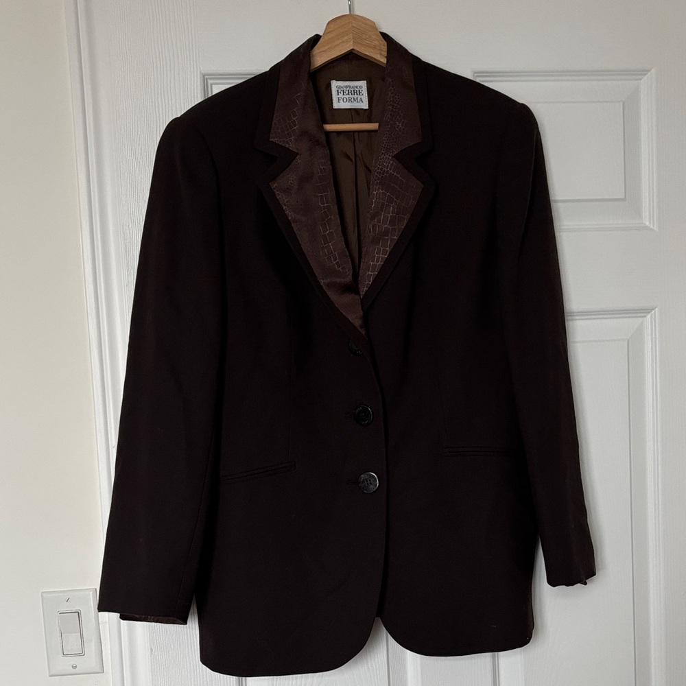 Vintage Gianfranco Ferre Dark Brown Women's Blazer - size 12